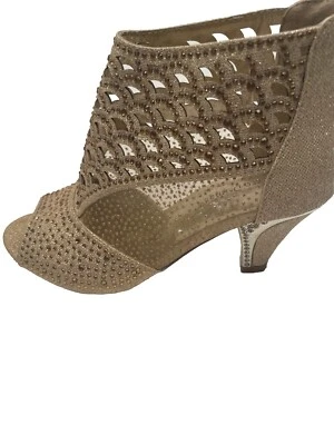 Pierre Dumas Mujer 7MGlitter Malla Y Estrás, Vestido Botín Tacón Dorado Foto 1 de 4