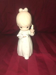 Precious Moments~ 523836 ~DATED 1990~Once Upon A HOLY Night~Girl Holding CANDLE - Picture 1 of 10