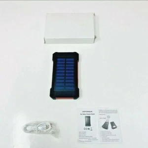  Solar Power Bank Portable Charger W/ Flashlight 8000mAh - USB  - Picture 1 of 4