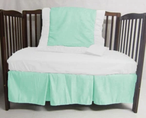 Unisex Baby Bedding Set Fitted 2 Pleat Skirt Comforter Pillowcase Diaper Stacker - Picture 1 of 22