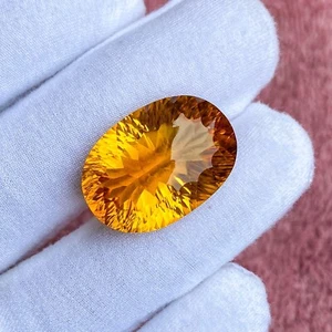 Natural Citrine Oval Concave Cut 24.1 Ct. Loose Gemstone For Making Jewelry - Picture 1 of 4