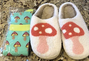 MUSHROOM ๐ Slippers & SOCKS Combo. Great Stocking Stuffer! - Picture 1 of 4