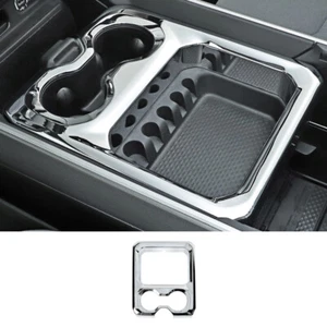 Central Water Cup Holder Cover Trim Decor Frame for Dodge Ram 1500 2018+ Chrome - Picture 1 of 8