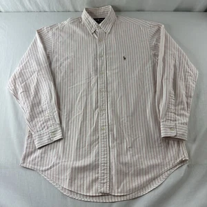 Vintage Ralph Lauren Hemd Herren 16-34 gestreift Yarmouth Oxford Tuch Pony weiß & rot - Bild 1 von 8