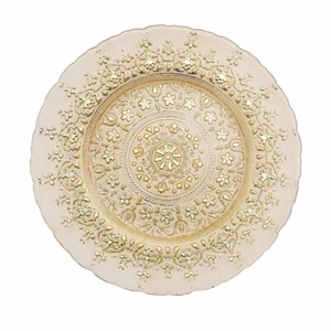 Gold 8 Round 13" Monaco Style Glass Charger Plates Party Events Home Decorations - Picture 1 of 9