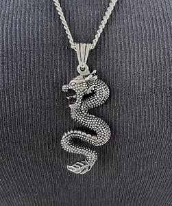 Stainless Steel Chinese Dragon Necklace Pendant lucky fortune Jewelry - Picture 1 of 7