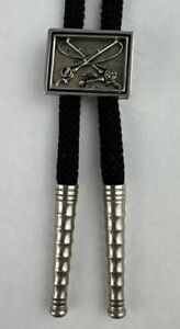 Fly Fishing Bolo Tie Vintage Silver Tone Fish Fly Rod Western