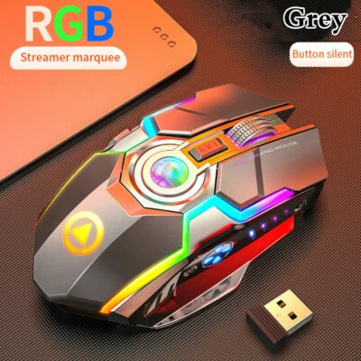 Wireless Gaming Mouse Rechargeable Silent Ergonomic 7 Keys LED RGB Backlit - Image 1 of 4