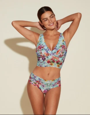 Bralette Cosabella Say Never Impreso Curvy Plungie Longline Floral Belleza M Foto 1 de 3