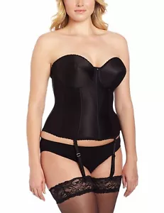 NWT! Carnival Womens Sz 36B Full Figure Satin Torselette Bustier Bra Black 424 - Picture 1 of 10