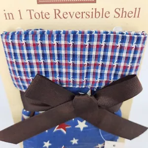 Longaberger 3 In 1 Tote Reversible Button Outer Shell Liner Stars Stripes • New - Picture 1 of 5