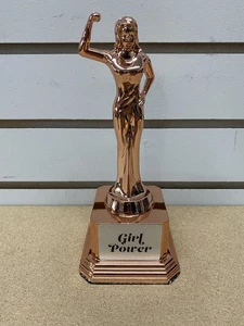 Beautiful 8" Rose Gold Tone Girl Power Trophy Award, Statue, Figure - Picture 1 of 4
