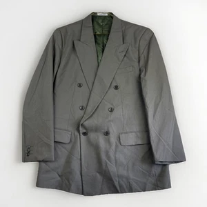 VTG YSL Yves Saint Laurent Men's Double Breasted Blazer Grey / Green Wool READ** - Picture 1 of 23