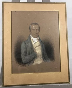 Aquarell Und Kreide Weiß Porträt Eines Mann Aristokrat Unterzeichnet Und Datiert - Bild 1 von 10
