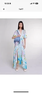 Maje Maxi Dress Art Deco Print Satin Wedding Guest Dress UK 12 FR 40 RRP £449 - Picture 1 of 17