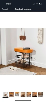 Entry Way/End of Bed Bench with Shoes Storage Rack Camel Brown/Black 24” — 第 1/3 张图片