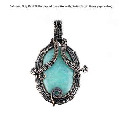 Oferta de Navidad Cobre Ovalado Amazonita Piedra Boho Hecho a Mano Hermana Colgante Joyería Foto 1 de 4