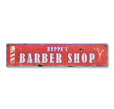 Custom Barber Shop Sign - Rustic Hand Made Distressed Wood - Image 1 of 3
