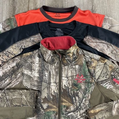 Lot of 3 Realtree Hunting Men's L Camo Softshell Jacket 2 Performance Shirts - Image 1 of 4