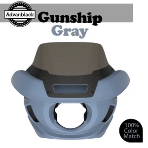 Gunship Gray ST Front Headlight Fairings Windscreen For Harley Low Rider - Picture 1 of 19
