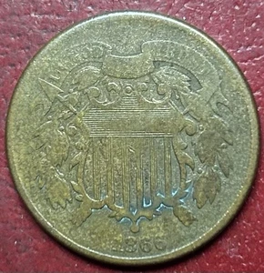 1866 Two Cent Piece. Free Shipping - Picture 1 of 2