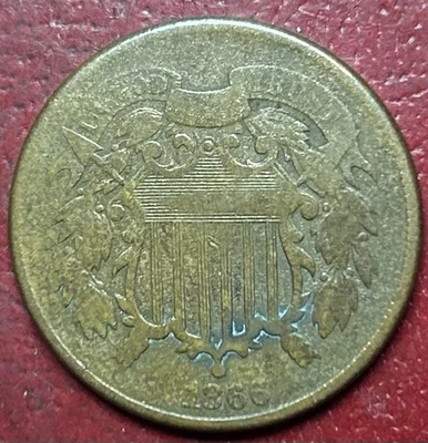1866 Two Cent Piece. Free Shipping - Image 1 of 2