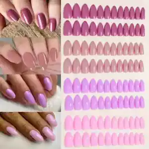 96pcs Press on Nails Gift Long Almond Full Cover 4 colours - Glue Gel Tabs Glue - Picture 1 of 2