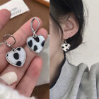 Sweet Cow Stripes Heart-Shaped Stud Earrings Stylish Candy Ear Jewelry Girl Gift