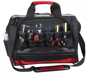BORSA PORTA ATTREZZI a bocca larga - 16" pollici nero/rosso/grigio DELUXE - Foto 1 di 3