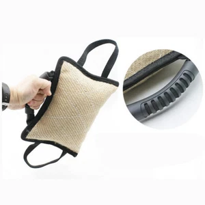 3 Handles Interactive Jute Bite Pillow Dog Bite Tug Toys - Picture 1 of 12