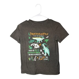 Cat & Jack Dinosaur Boys Size M 8/10 Parasaurolophus Gray T Shirt - Picture 1 of 5