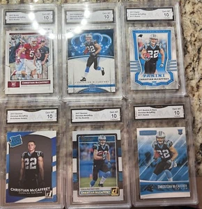 (6) 2017 Panini Christian McCaffrey Rookie Card Graded GMA 10 Panthers 49ers! - Foto 1 di 13