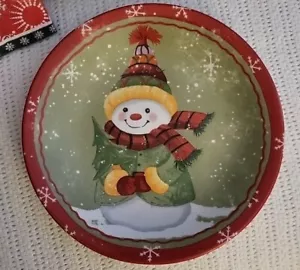 Vintage Studio 33 Schneemann im Schal Weihnachten Urlaub Winter Keksteller - Bild 1 von 5