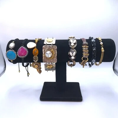 Lote de 8 pulseras únicas eslabones deslizantes piedra perla metal vidrio estrás llamativo Foto 1 de 4