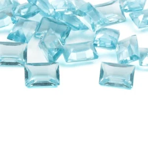 Lotto (24) strass vetro blu acqua sfaccettato rettangolo vintage ceco 10x7mm  - Foto 1 di 2