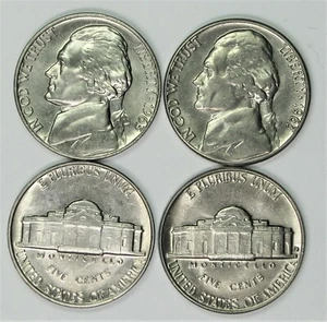 1963 P and D UNCIRCULATED JEFFERSON NICKELS CHOICE TO GEM BU - Picture 1 of 2