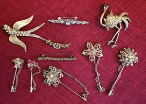 Broche prendedores antiguos de pasta de diamantes de imitación victorianos eduardianos. Reino Unido Estate. - Imagen 1 de 9