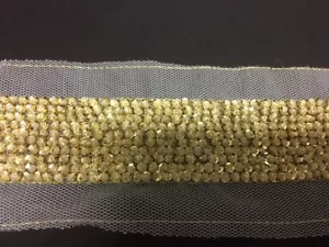 1&1/2" GOLD SEQUIN BEADED RIBBON FABRIC TRIM 9.2 METERS - Picture 1 of 1