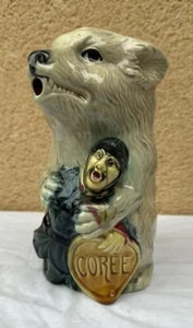 ANTIQUE BARBOTINE PITCHER ORCHIES RUSSIAN SOLDIER KOREA INSIDE RED - Picture 1 of 10