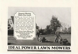 1927 Ideal Power Lawn Mower: Frequent Mowing Vintage Print Ad - Picture 1 of 4