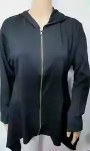 Antthony Design Originals Black Zip Front Sharkbite Hooded Jacket Size S - Picture 1 of 2