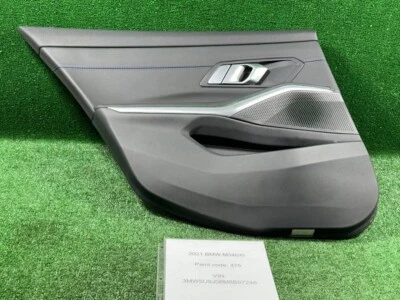2019-2025 BMW 330i M340i G20 REAR LEFT INNER INTERIOR DOOR PANEL LEATHER BLACK Foto 1 de 4
