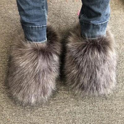Novo Chinelos Masculinos Femininos Cobertos Completamente de Pele de Raposa Sandálias Sapatos Botas Moda - Imagem 1 de 4