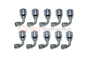 Hydraulik Crimpverschraubung | 1/4" Innengewinde JIC 90° x 1/4" Schlauch Widerhaken | C292 | 10er Pack - Bild 1 von 3