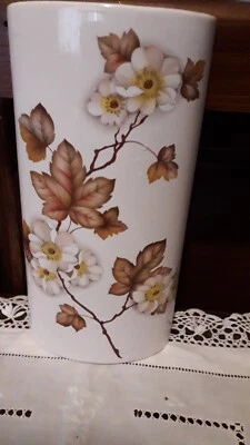 KINGSTON POTTERY  HULL  WALL VASE HALF VESSEL  AUTUMN LEAF PATTERNED - Image 1 of 4