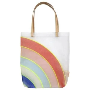 Regenbogen Netz Beuteltasche mit Ledergriffen 15" x 17" - Bild 1 von 1