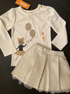 NWT Girls 2T Gymboree “CITY KITTY” Gold Flocked Jacquard TUTU SKIRT TOP 2pc Set - Picture 1 of 7