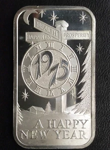 1975 Madison Mint New Year's MAD-106 Silver Art Bar A1458 - Bild 1 von 6