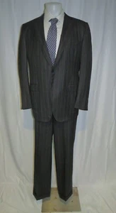Paul Stuart Custom Cashmere Blend Gray Pin Stripe Adjustable Waist Suit 44XL - Picture 1 of 17