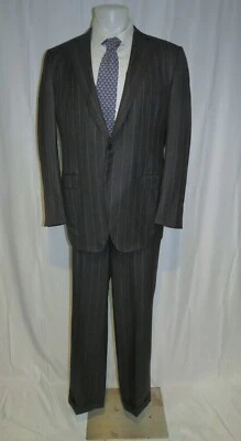 Paul Stuart Custom Cashmere Blend Gray Pin Stripe Adjustable Waist Suit 44XL - Image 1 of 4
